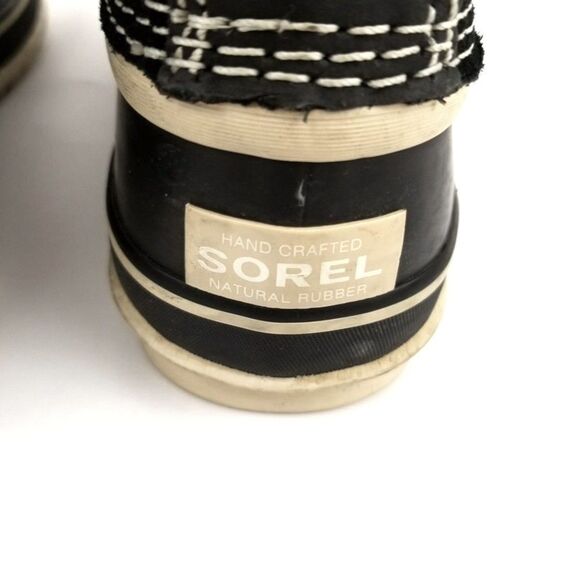 SOREL Joan of Arctic Black Fur Winter Waterproof Snow Duck Knee Boots Gorpcore 8 - Picture 7 of 9